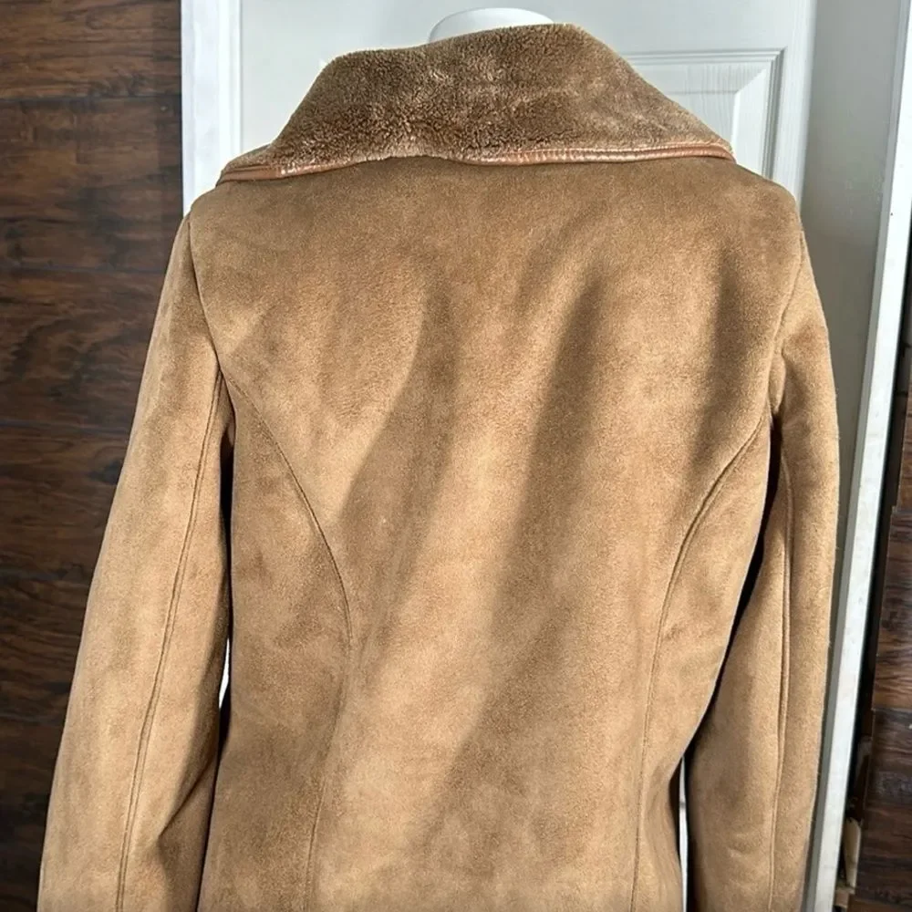 Dennis Basso Tan Faux Suede Coat